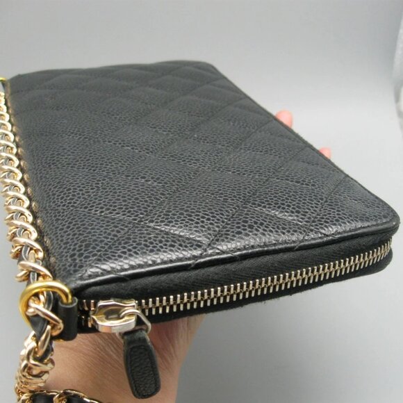 Vintage Chanel Black Caviar Leather Leather Long Bag Wallet - Picture 6 of 16